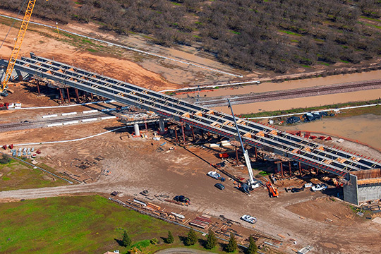 Aerial photo of a bridge under construction